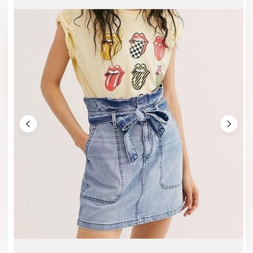 Free People Splendor in the Grass Paperbag Denim Skirt Free People Skirt Size 0 - Picture 2 of 7